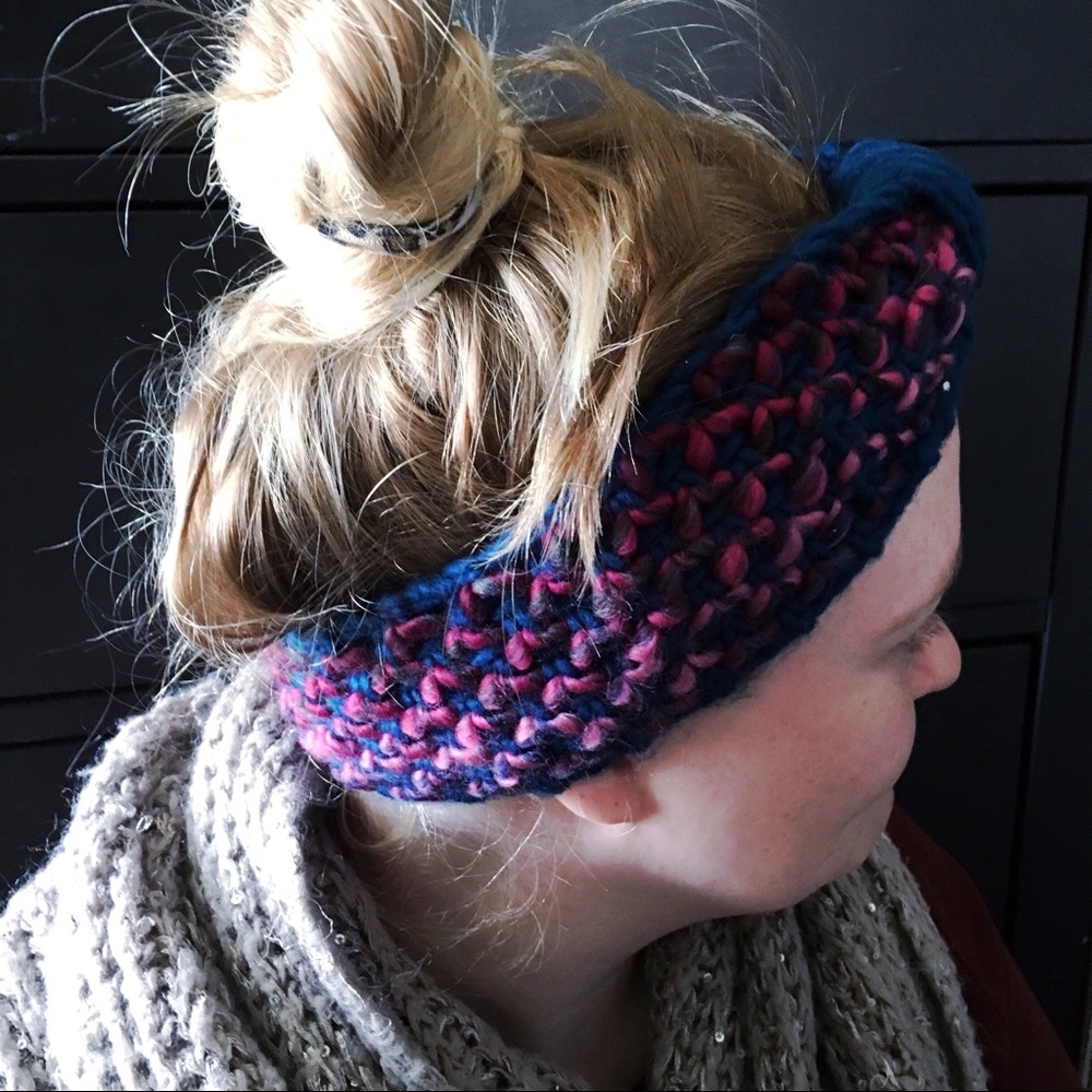 BOUTIQUE Chunky Cable Knit Ear Warmer Headband Teal OS New Winter